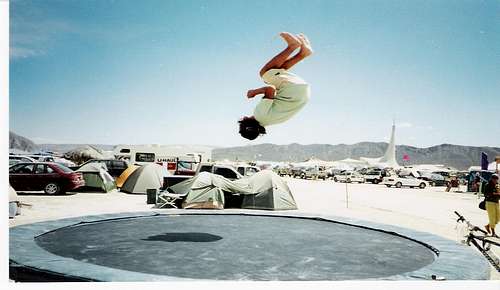 Back flip at Burning Man 2003.