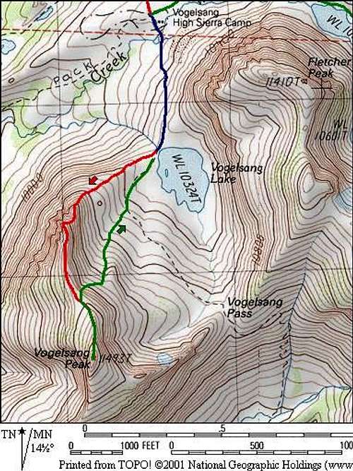 Topo map illustrating ascent...