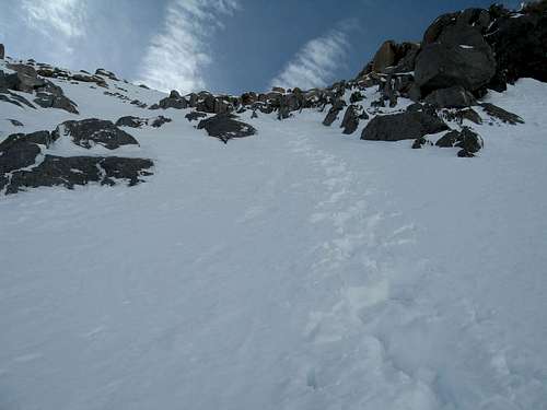 part way up North Couloir of Thunderbolt