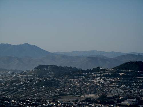 Mount Davidson and Mount Tamalpais from summit of San Bruno Mtn.