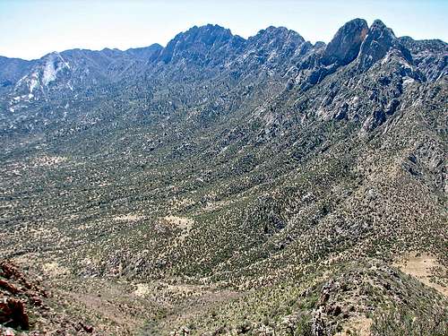 East side of Organ Mountains from Baylor Peak summit