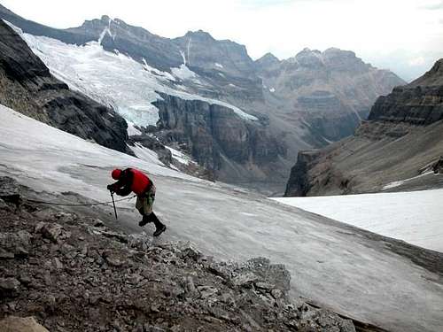 Tim moves up the glacier...