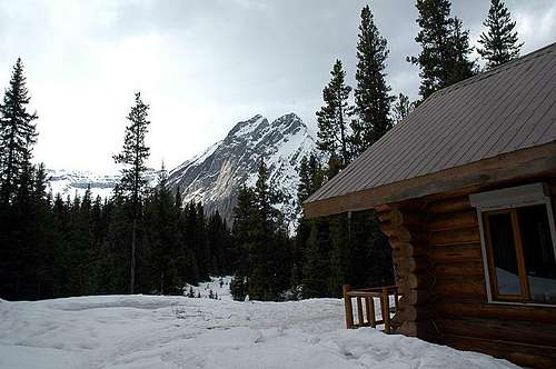 View of Mount Aosta from Elk Lakes Cabin