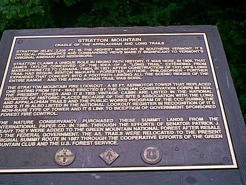 The plaque on Stratton summit