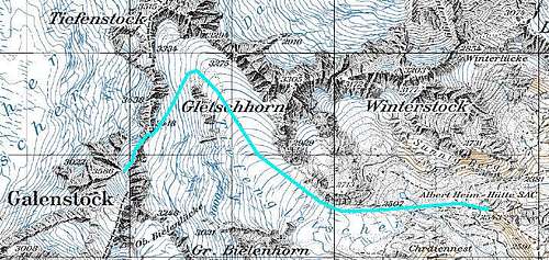 Way to Galenstock from the Albert Heim Hut