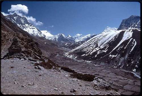 Looking down into Dingboche....