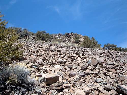 View up the boulder field