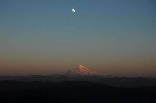 The moon and Mt. Hood