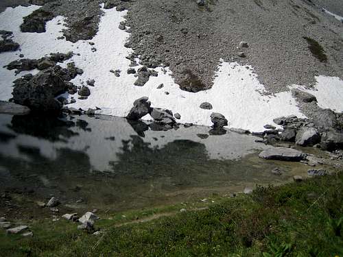 Mountain lake beneath the North Flank