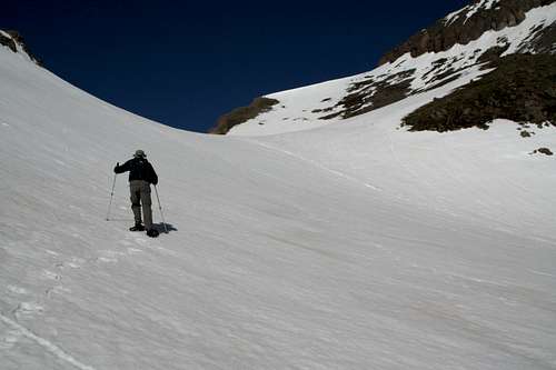 The snowshoe trek up