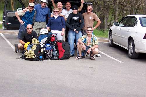 Our group after a Happy Day of Climbin Devils Tower