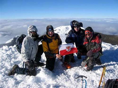 Team at the summit of Cotopaxi