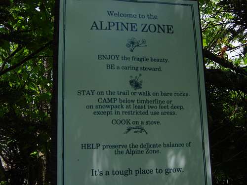alpine zone sign for trip report purposes