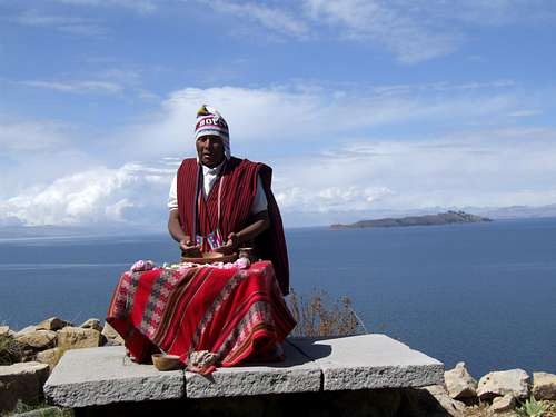 Shaman on sun island, Lago Titicaca