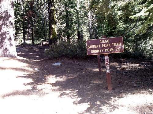 Sunday Peak Trailhead Sign