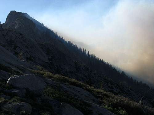 Flagpole Peak above smoke from forest fire