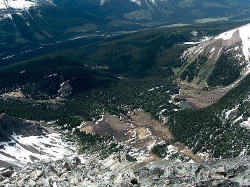 Looking down on path