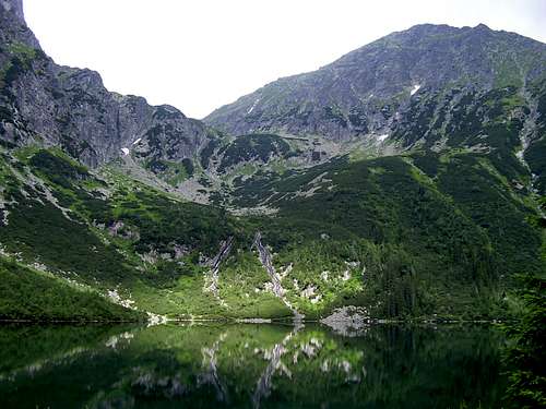 Lake Morskie oko (1395 m) and Miedziane (2233 m)