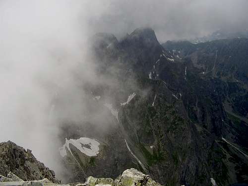 Mengusovsky stit (2434 m) seen from Rysy (2499 m)