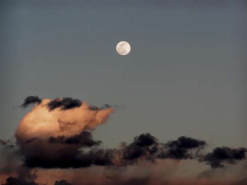 Painted clouds and moon