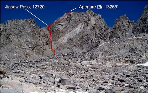 Aperture and Jigsaw as seen from Bishop Pass