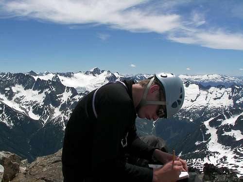 Signing Snowfield Peaks Summit Log
