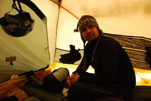 Me, inside the tent