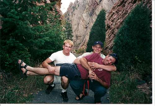 Having fun in Eldorado Canyon with my sons