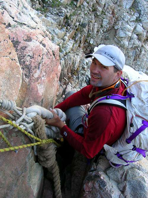 Downclimbing the big rope