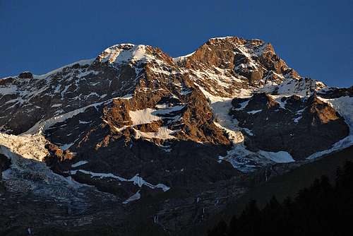 Dawn on Monte Rosa south face