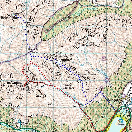 Ben Arthur + Bein Ime and Narnain Map