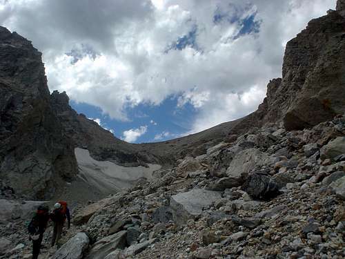 Looking up to the Lower Saddle