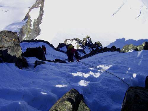 Last steep snow section of Rimpfischwänge