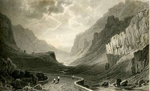 Engraving of the Pass of Llanberis circa 1830