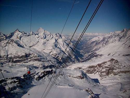 Zermatt and Pennine Alps over wires