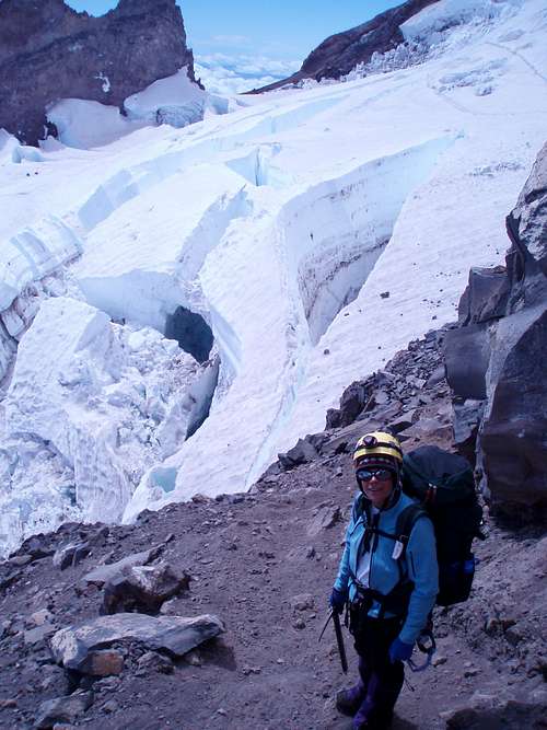 Glacier crevasses on Mt.Rainier