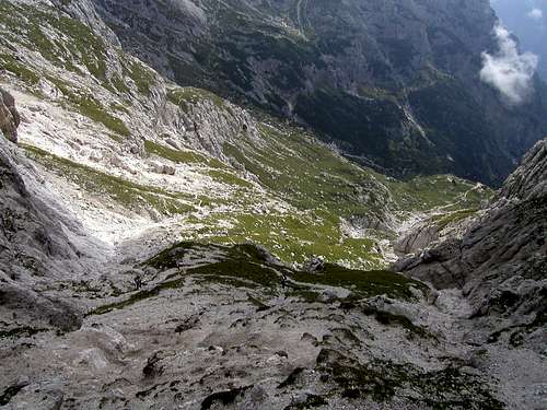 View down to the east approach from the hut Rif. Corsi, 1874m.