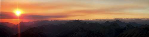 Panorama of sunset from the North Face