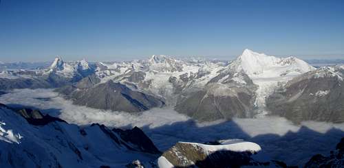 Panorama from Nadelhorn summit