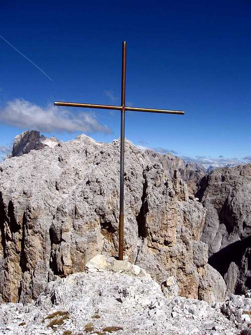 The cross on top.