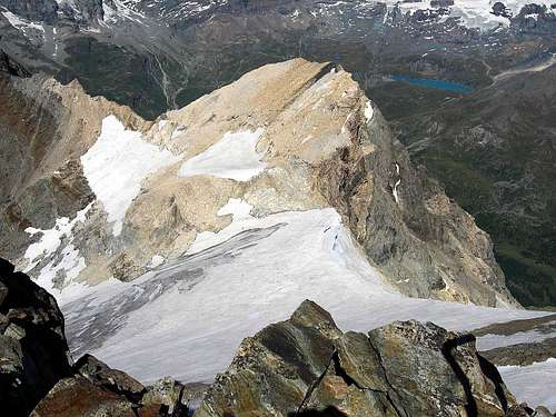 Mont Blanc du Creton and Col du Creton seen from the summit of Chàteau des Dames.