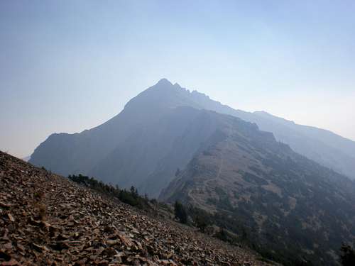 Mount Aix looms in the smokey haze