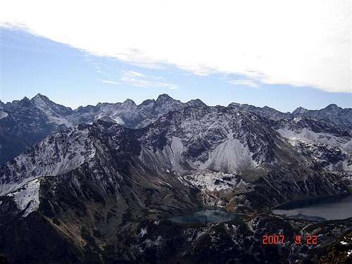 View of 5 Lakes Valley from Krzyzne,High Tatra