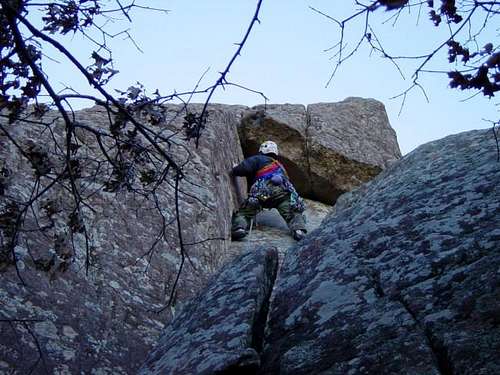 (Me) Nearing the roof crux...