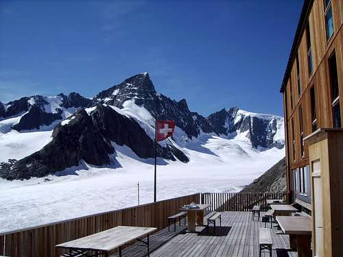 View from the Finsteraarhorn Hütte