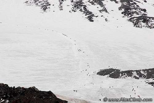 The crowds on Elbrus. August