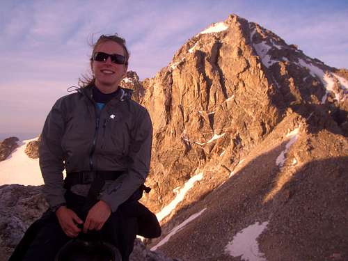 Sitting below summit of the Grand Teton