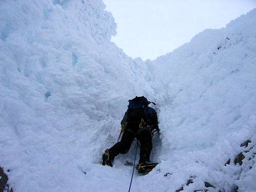 Climber on SW Ridge in Winter