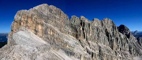 The south flank of the southern summit seen from Forcella delle Masenade.