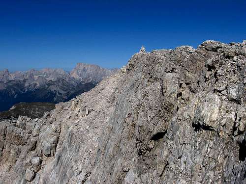 The summit of Moiazza sud and its west wall.